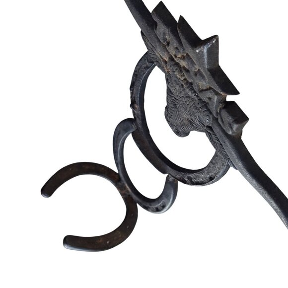 Texas Longhorn Horseshoe Metal Wall Hook Rustic Decor Cowboy Decor Handmade - Picture 15 of 16